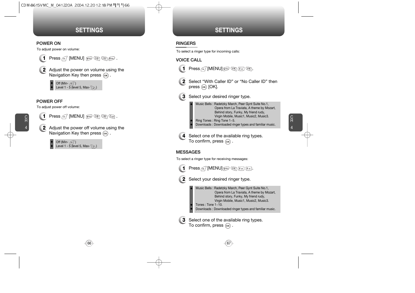 Settings | UTStarcom CDM-8615 User Manual | Page 35 / 66