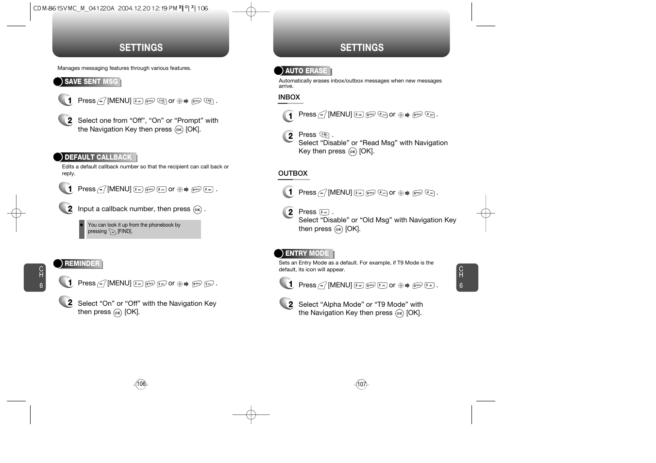 Settings | UTStarcom CDM-8615 User Manual | Page 55 / 66
