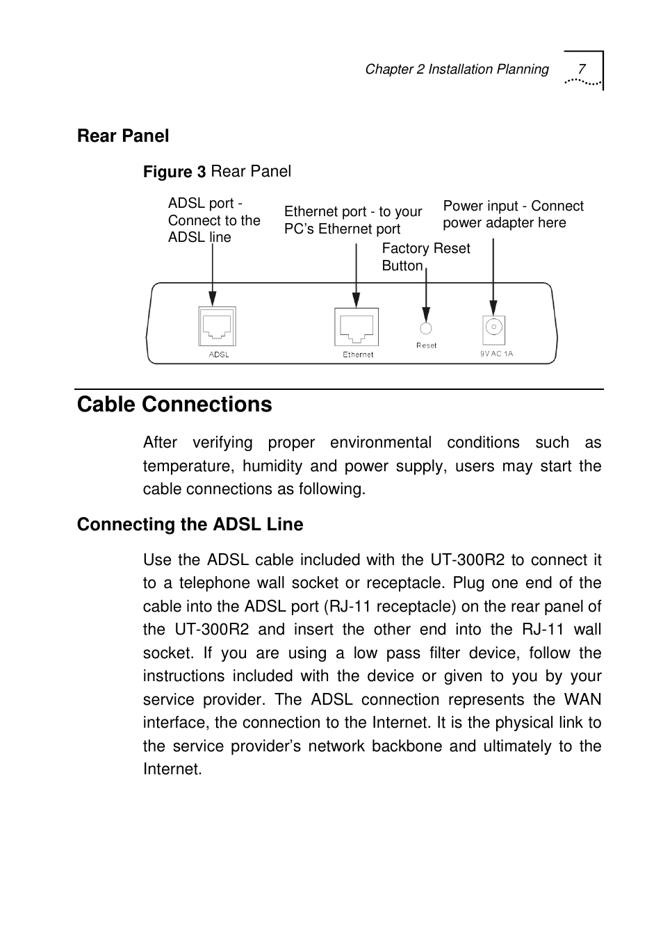 Cable connections | UTStarcom UT-300R2 User Manual | Page 11 / 85