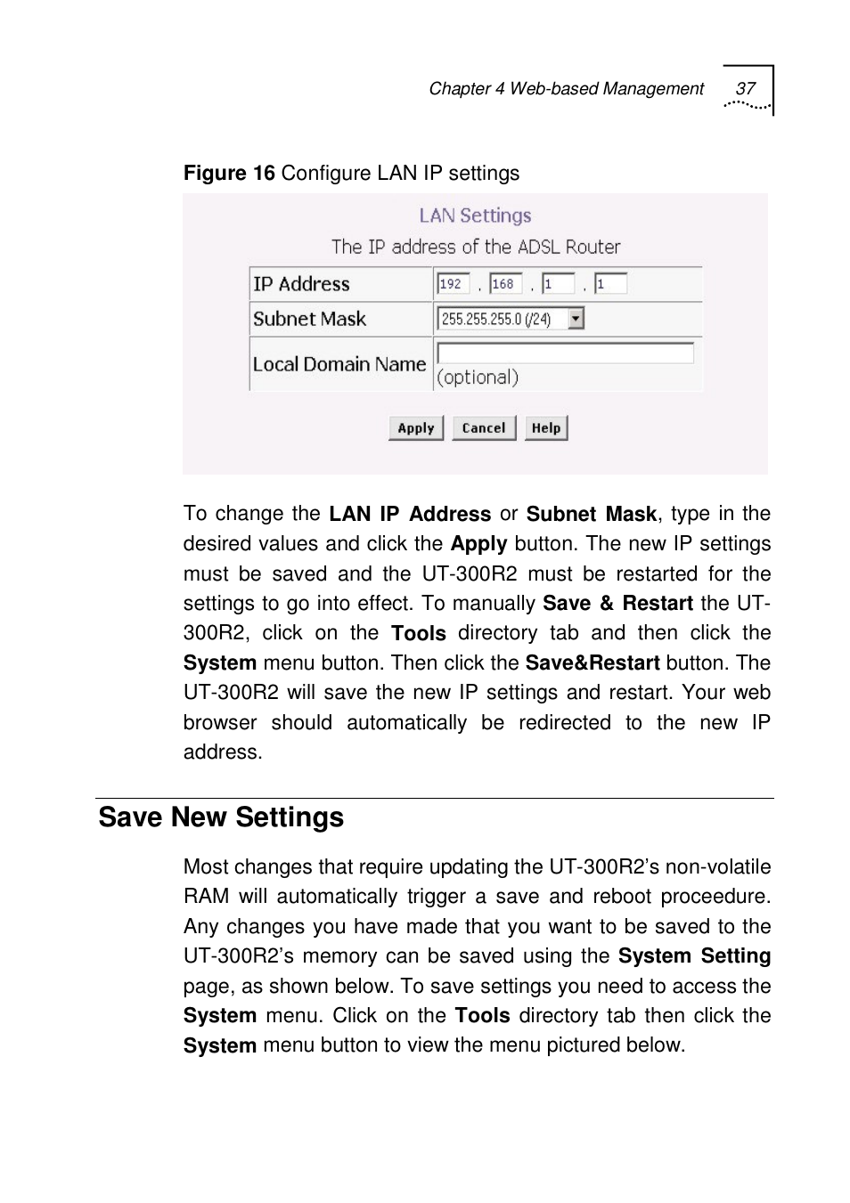Save new settings | UTStarcom UT-300R2 User Manual | Page 39 / 85