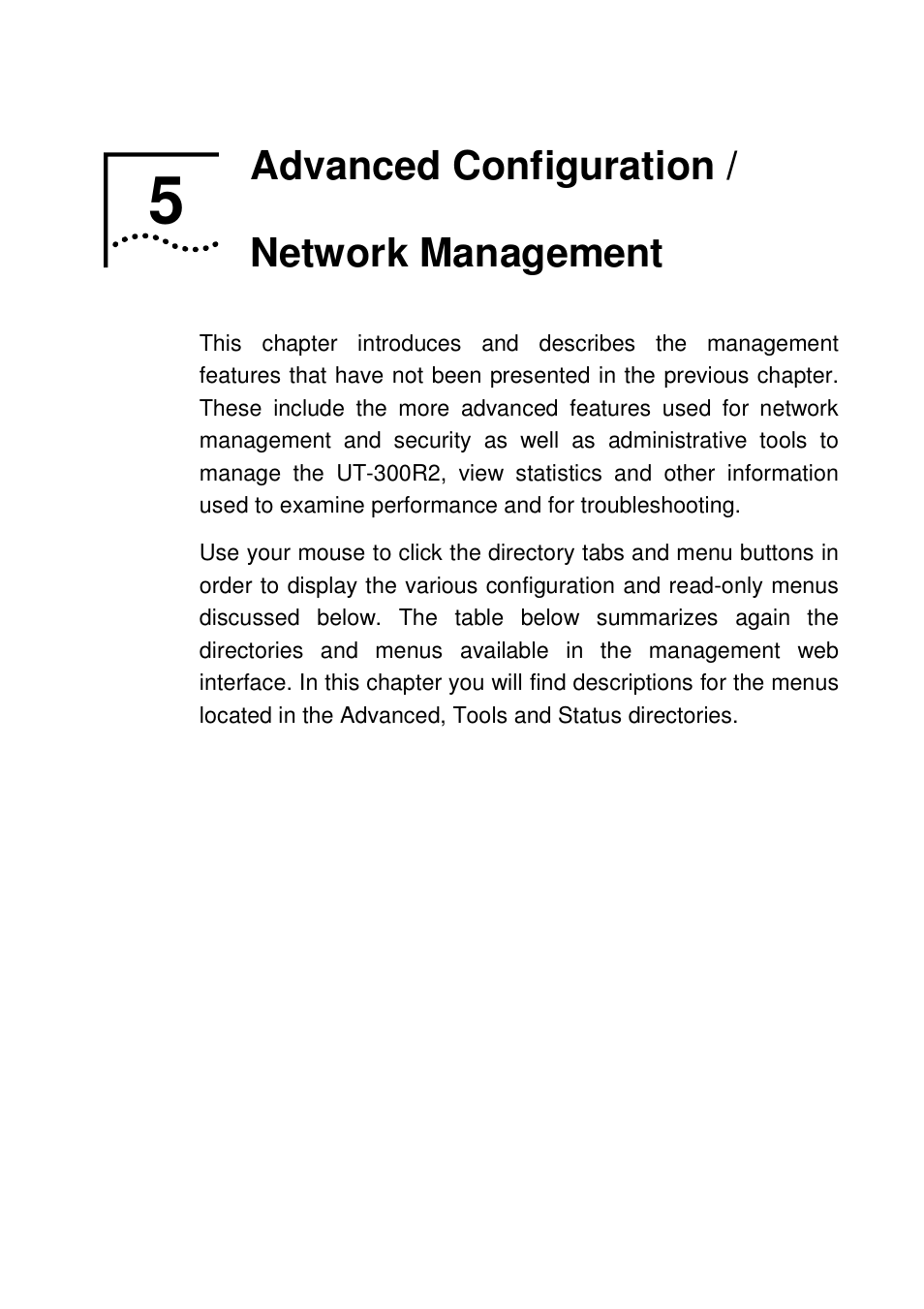 5advanced configuration / network management | UTStarcom UT-300R2 User Manual | Page 41 / 85