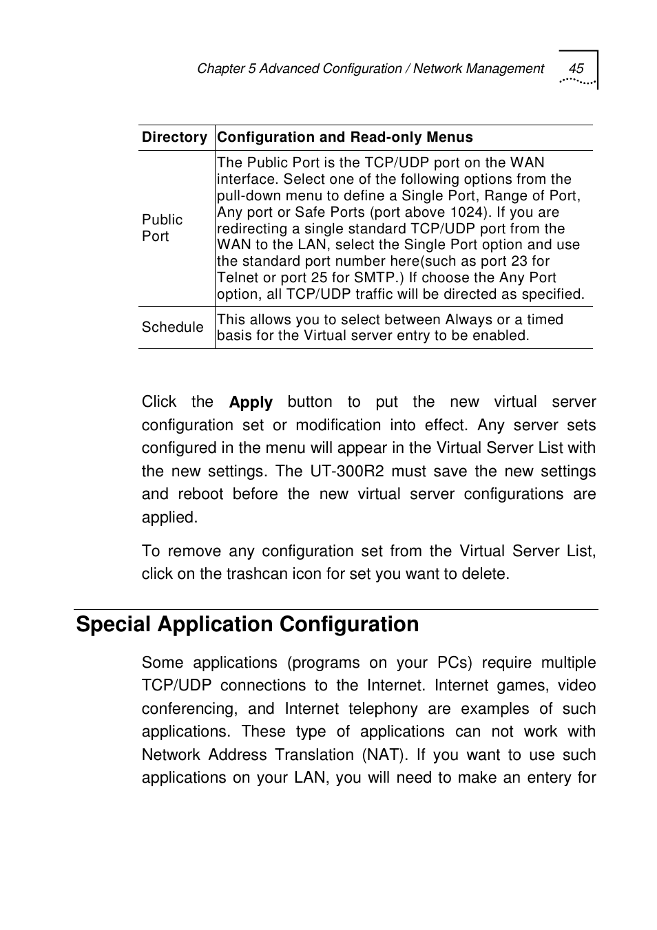 Special application configuration | UTStarcom UT-300R2 User Manual | Page 47 / 85