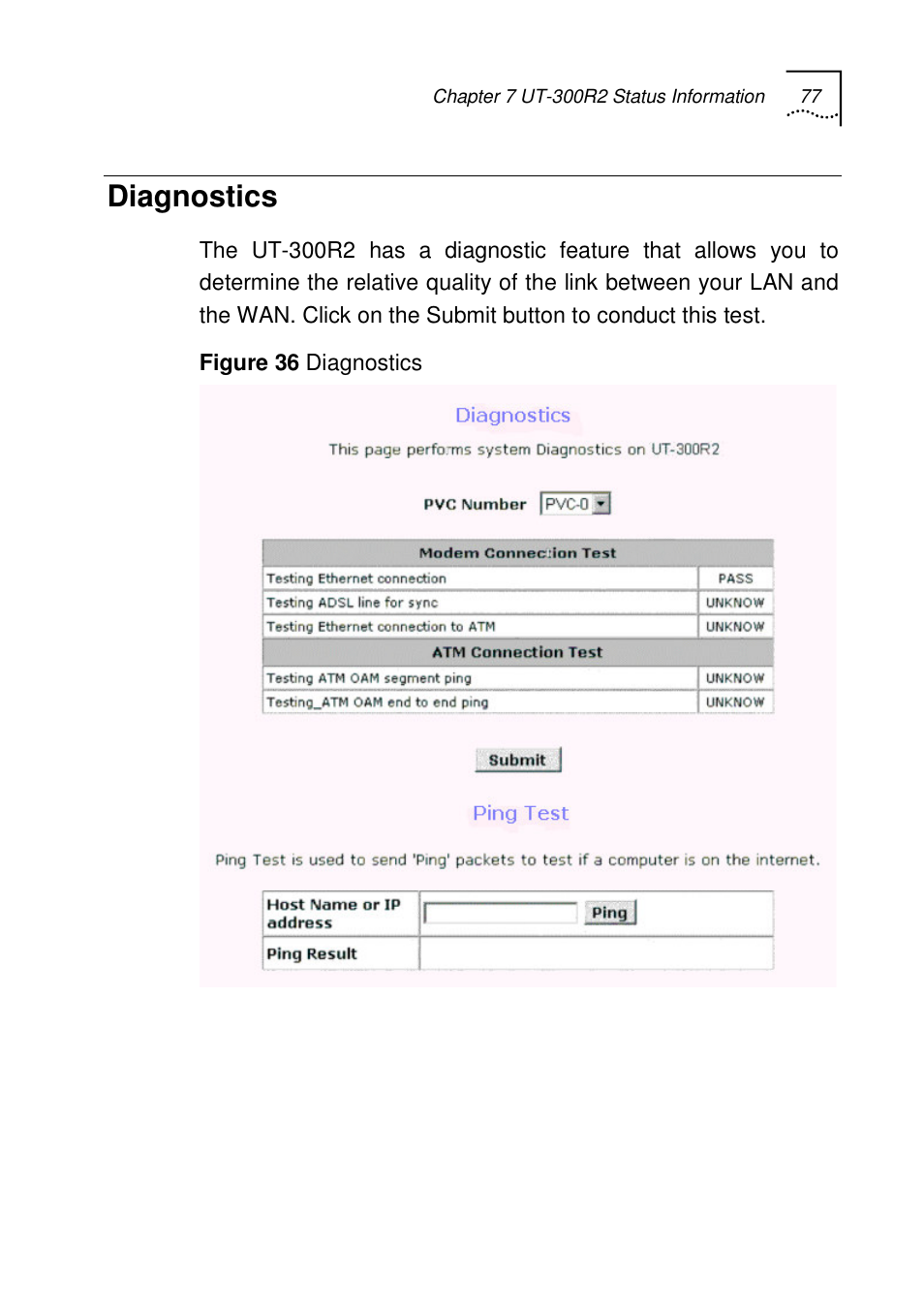 Diagnostics | UTStarcom UT-300R2 User Manual | Page 78 / 85