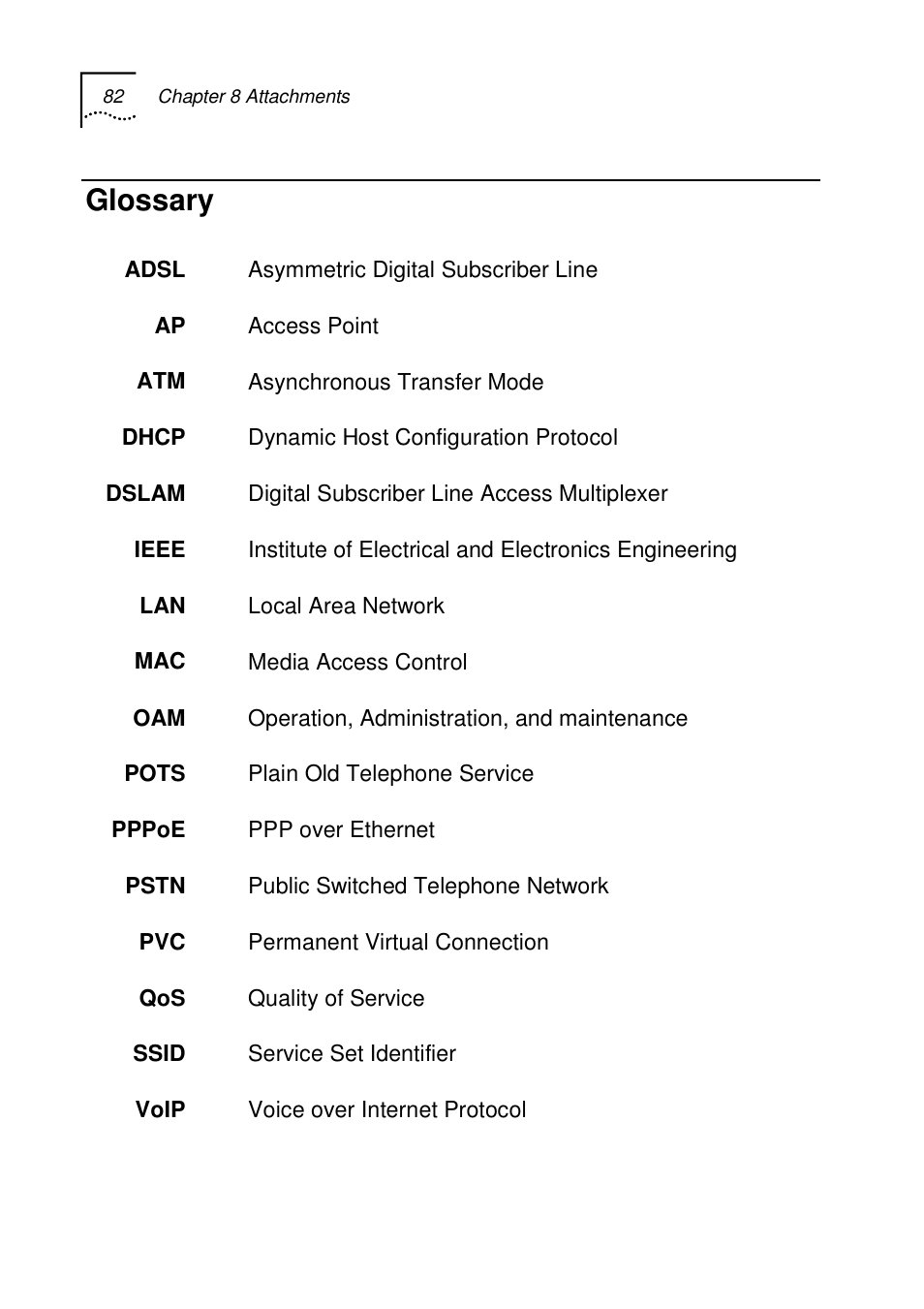 Glossary | UTStarcom UT-300R2 User Manual | Page 82 / 85