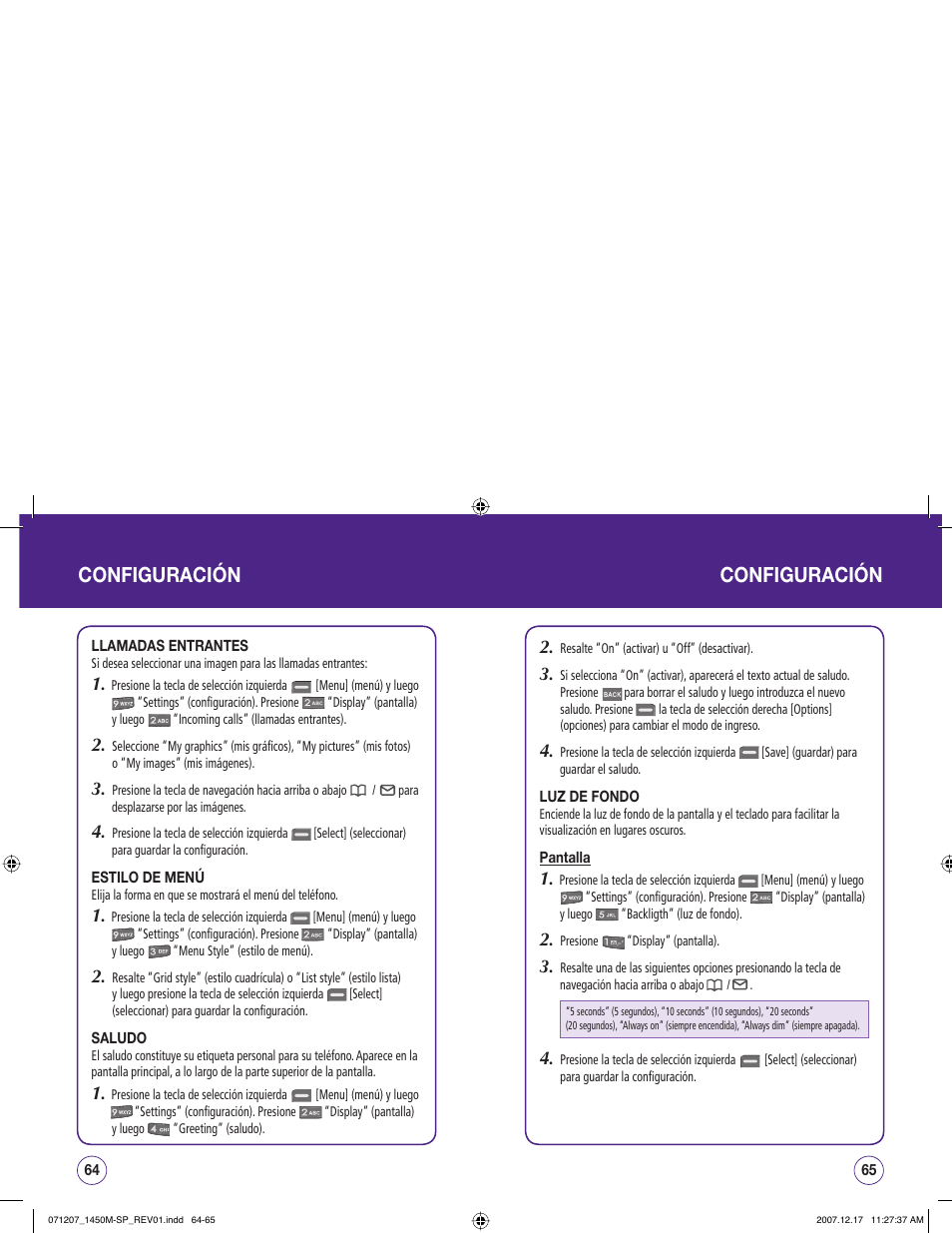 Configuración configuración | UTStarcom CDM1450 User Manual | Page 113 / 166
