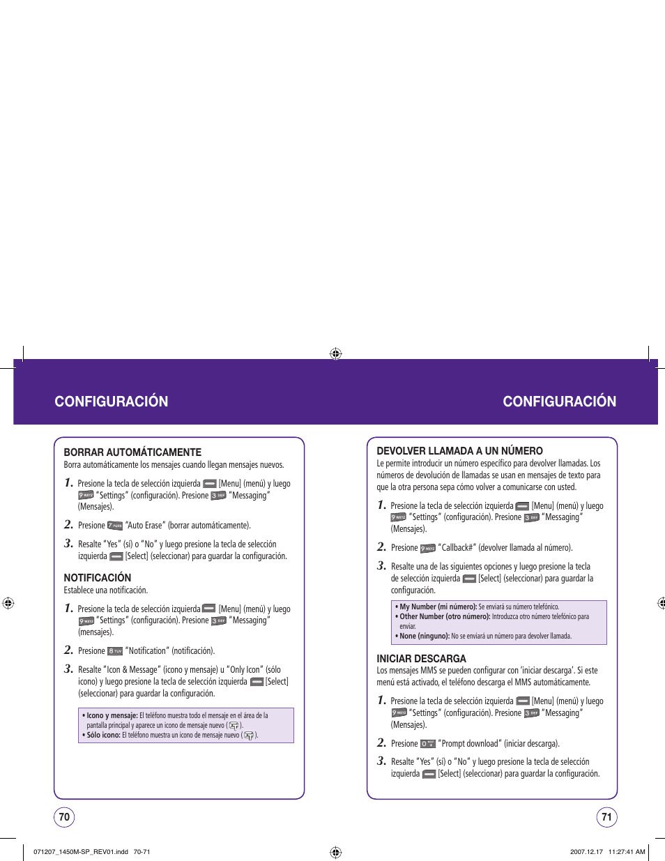 Configuración | UTStarcom CDM1450 User Manual | Page 116 / 166