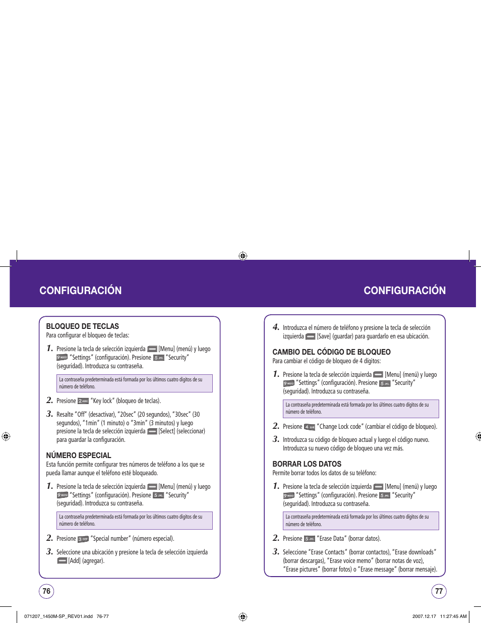 Configuración | UTStarcom CDM1450 User Manual | Page 119 / 166