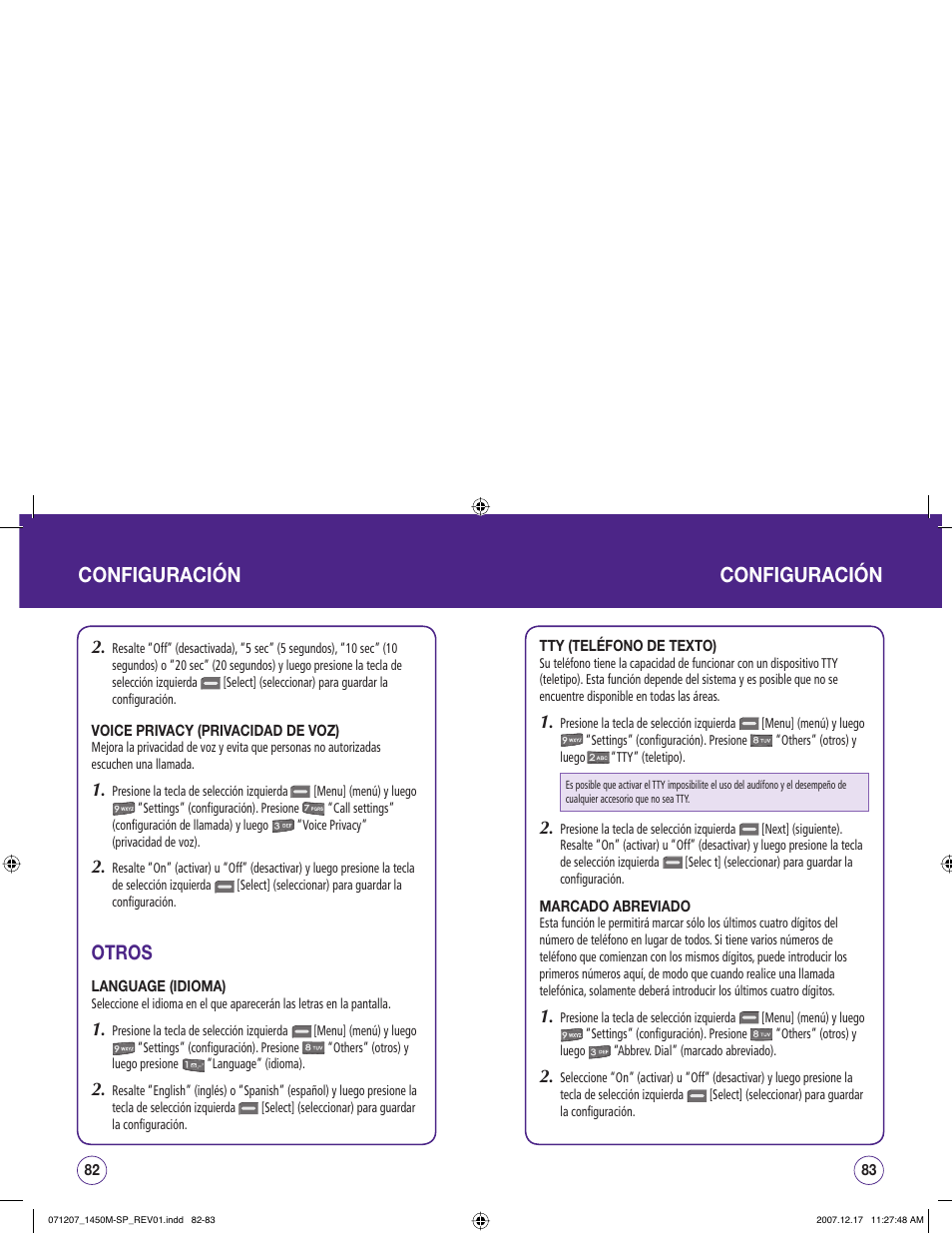 Configuración configuración, Otros | UTStarcom CDM1450 User Manual | Page 122 / 166