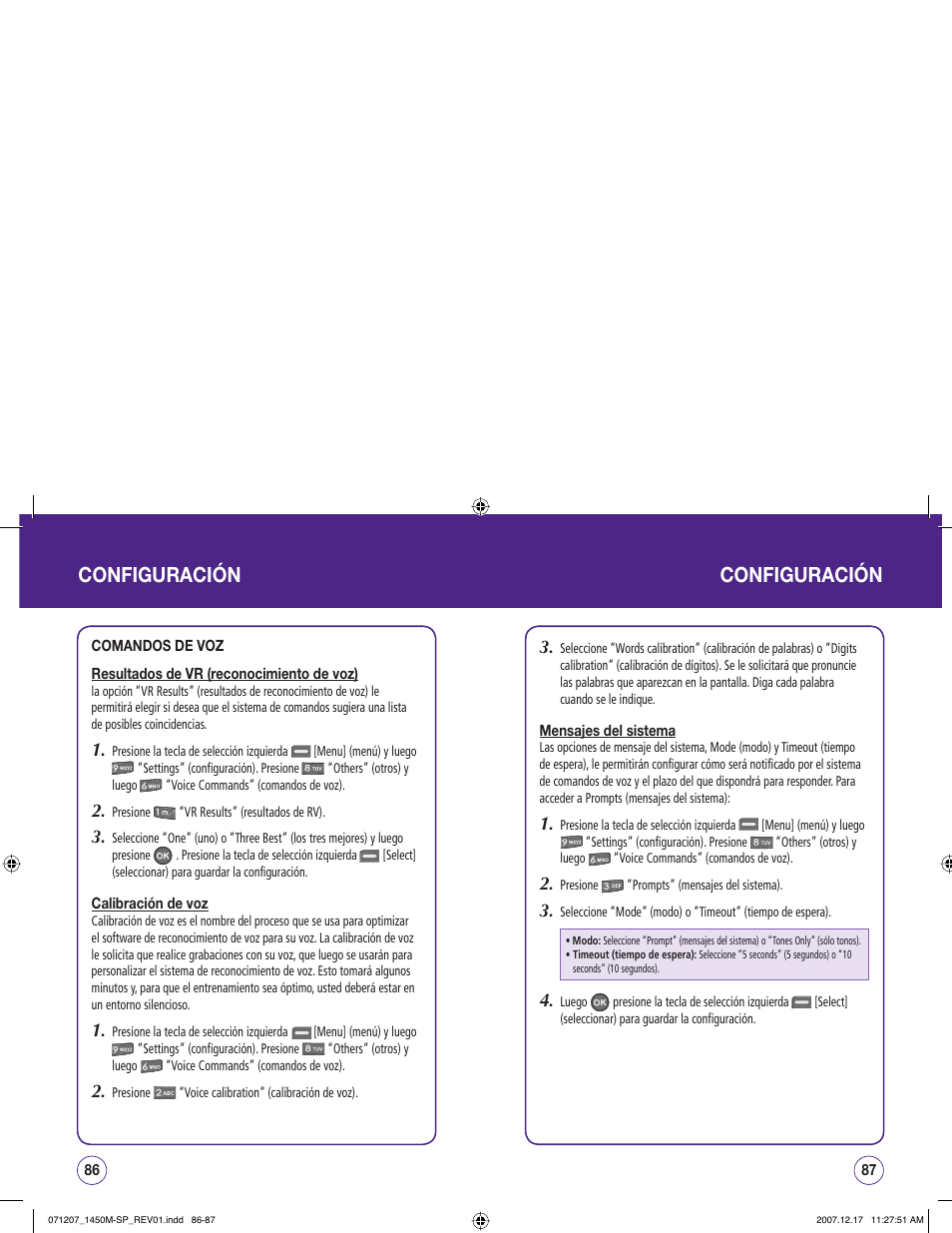 Configuración configuración | UTStarcom CDM1450 User Manual | Page 124 / 166