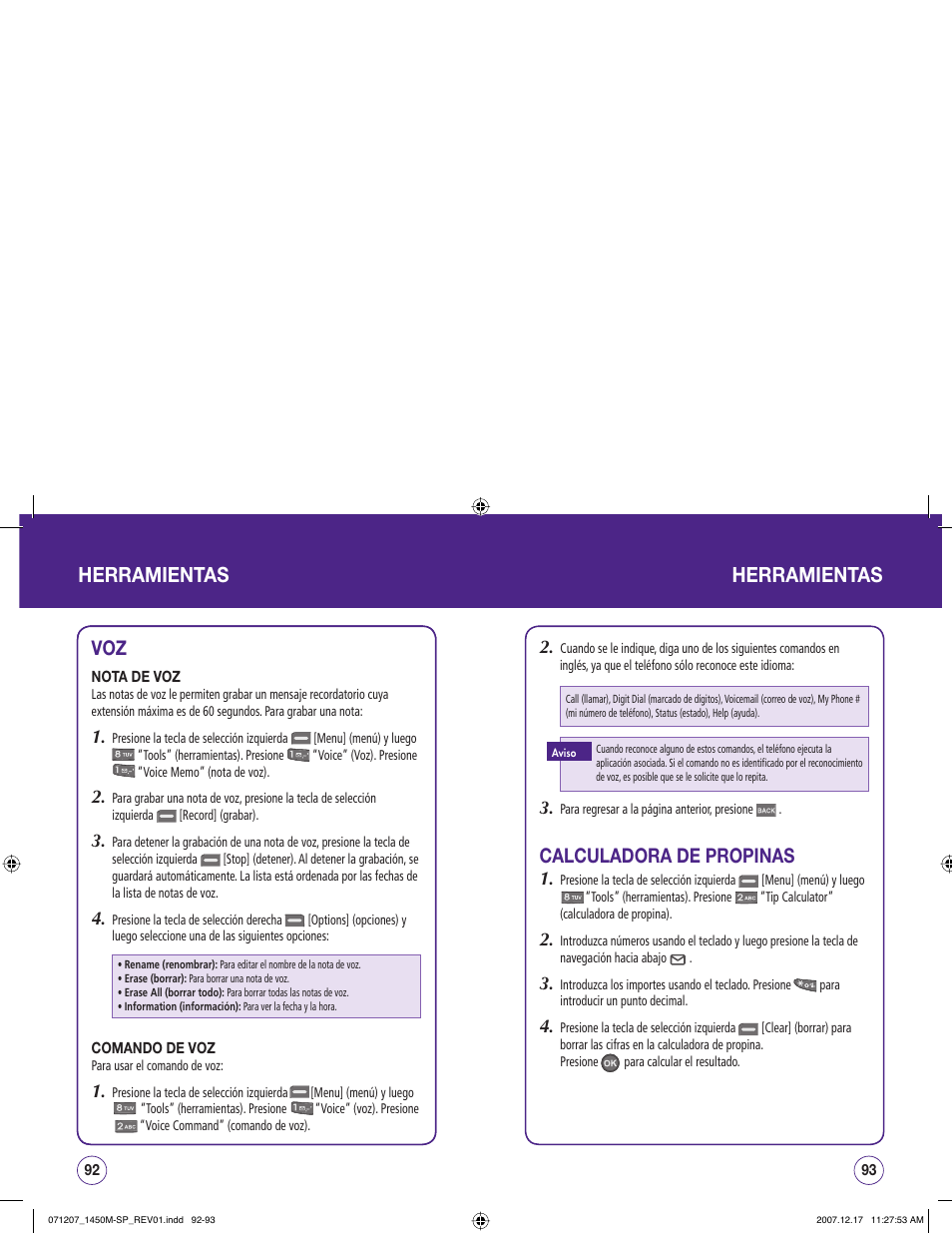 Herramientas, Calculadora de propinas | UTStarcom CDM1450 User Manual | Page 127 / 166