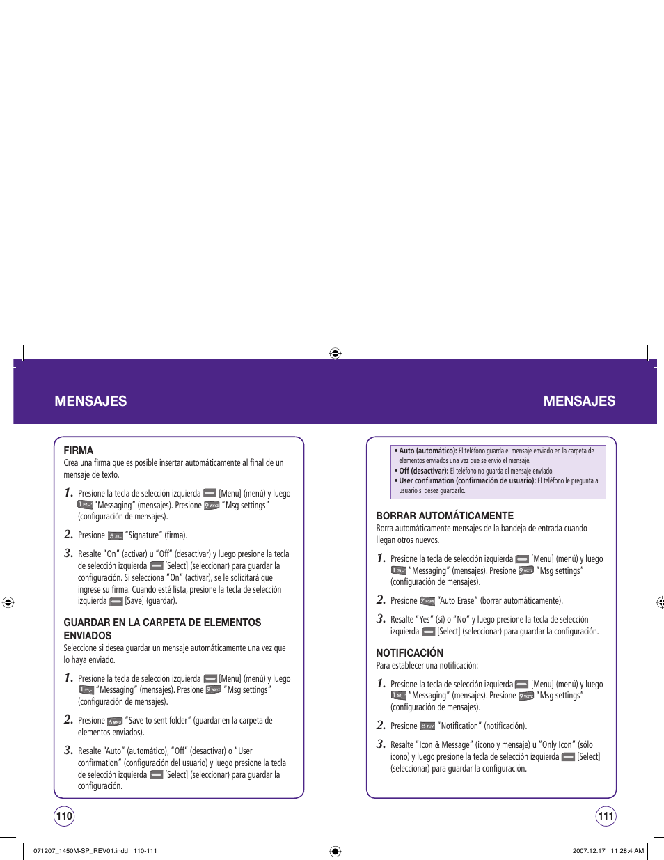 Mensajes | UTStarcom CDM1450 User Manual | Page 136 / 166