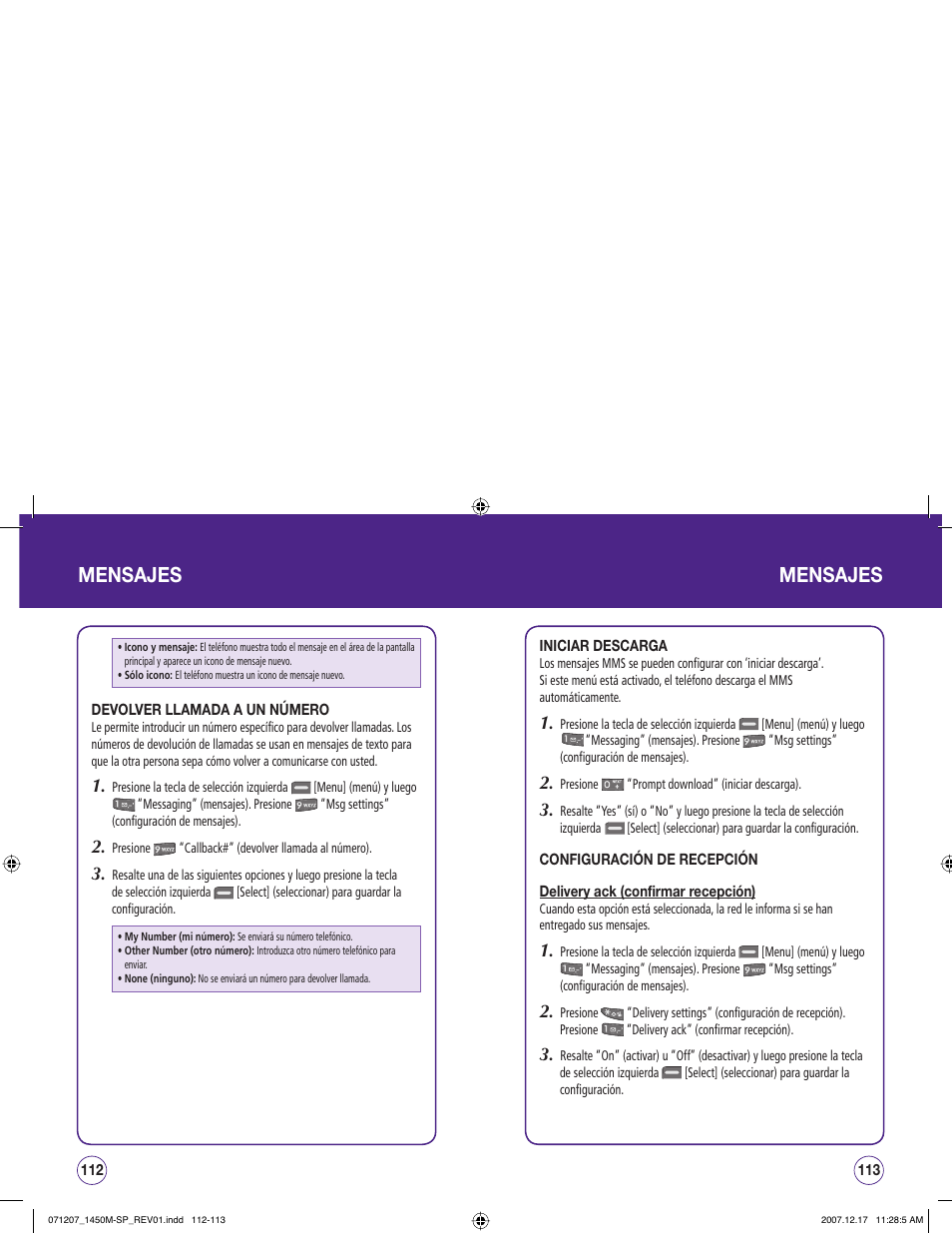 Mensajes | UTStarcom CDM1450 User Manual | Page 137 / 166