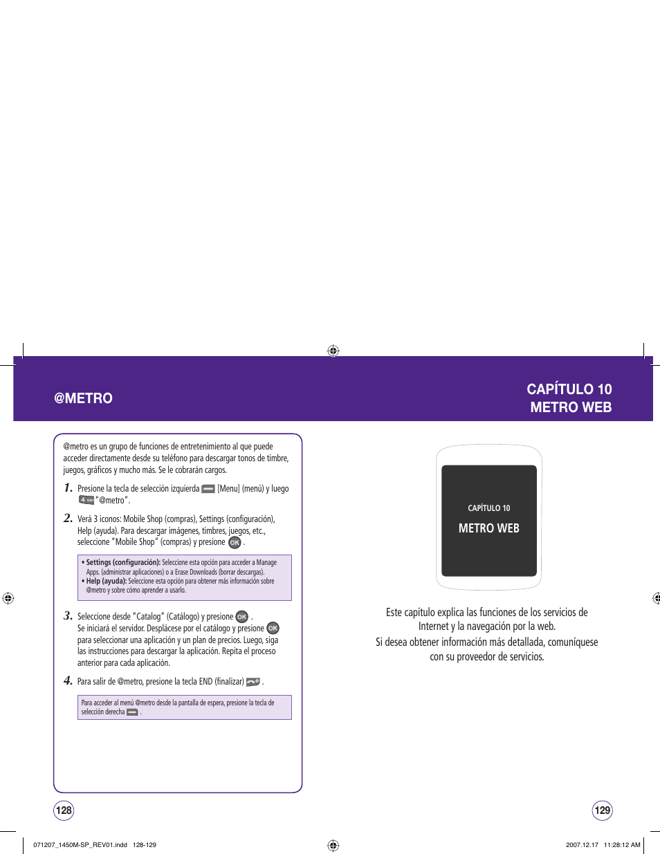 Metro, Capítulo 10 metro web, Metro web | UTStarcom CDM1450 User Manual | Page 145 / 166