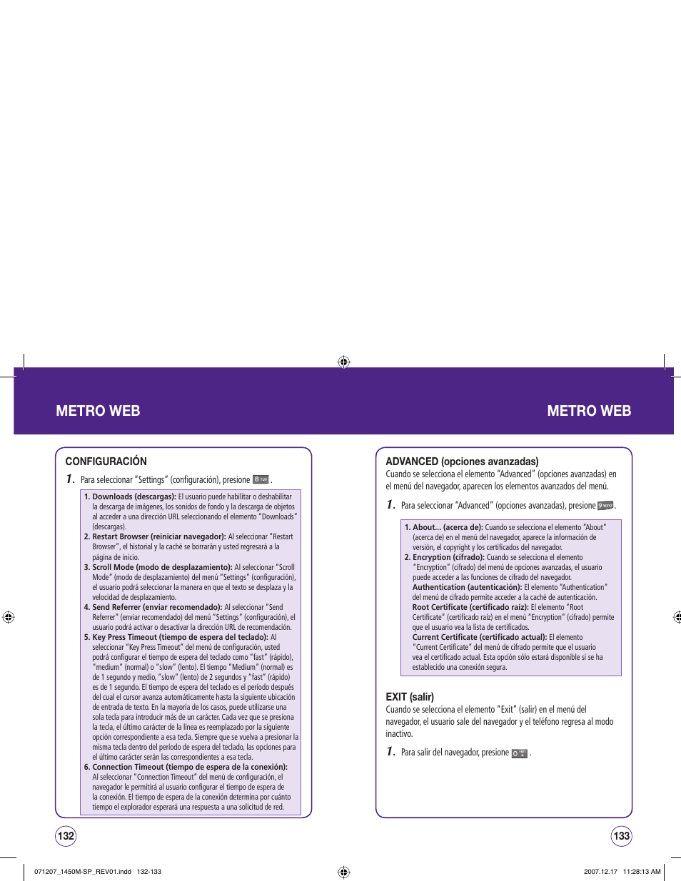 Metro web | UTStarcom CDM1450 User Manual | Page 147 / 166