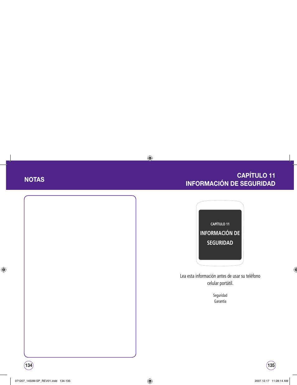 Capítulo 11 información de seguridad notas | UTStarcom CDM1450 User Manual | Page 148 / 166