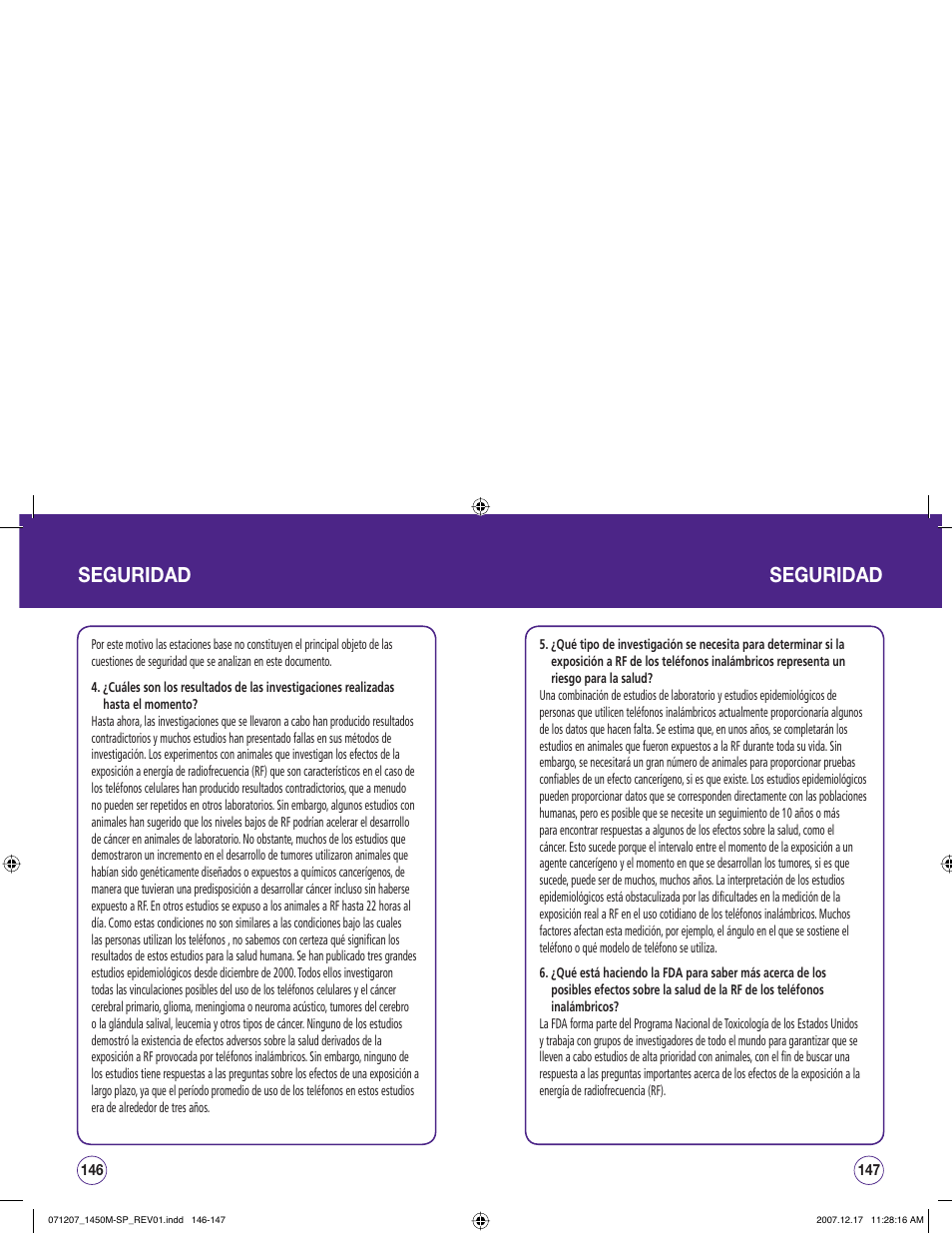 Seguridad | UTStarcom CDM1450 User Manual | Page 154 / 166