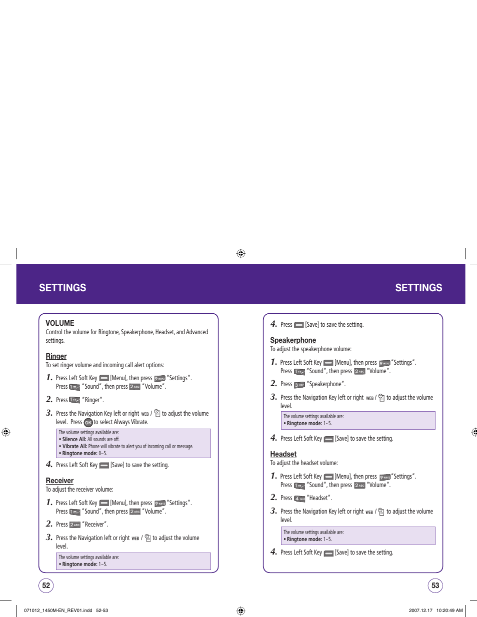 Settings | UTStarcom CDM1450 User Manual | Page 27 / 166