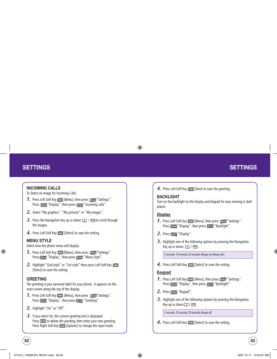 Settings | UTStarcom CDM1450 User Manual | Page 32 / 166