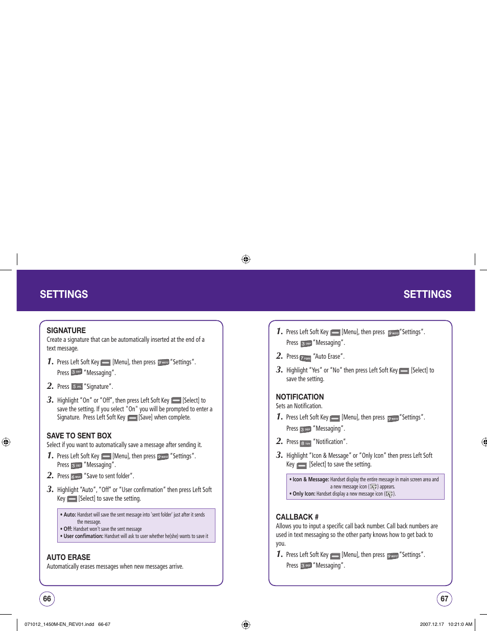 Settings | UTStarcom CDM1450 User Manual | Page 34 / 166