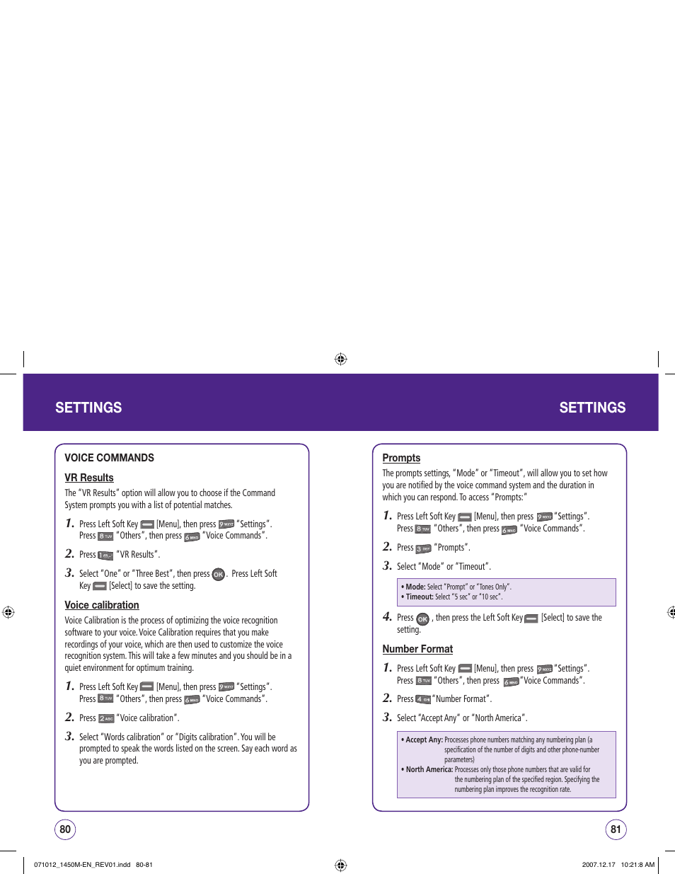 Settings | UTStarcom CDM1450 User Manual | Page 41 / 166