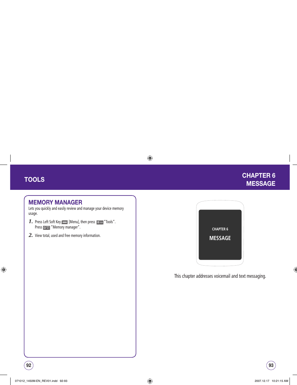 Tools chapter 6 message | UTStarcom CDM1450 User Manual | Page 47 / 166
