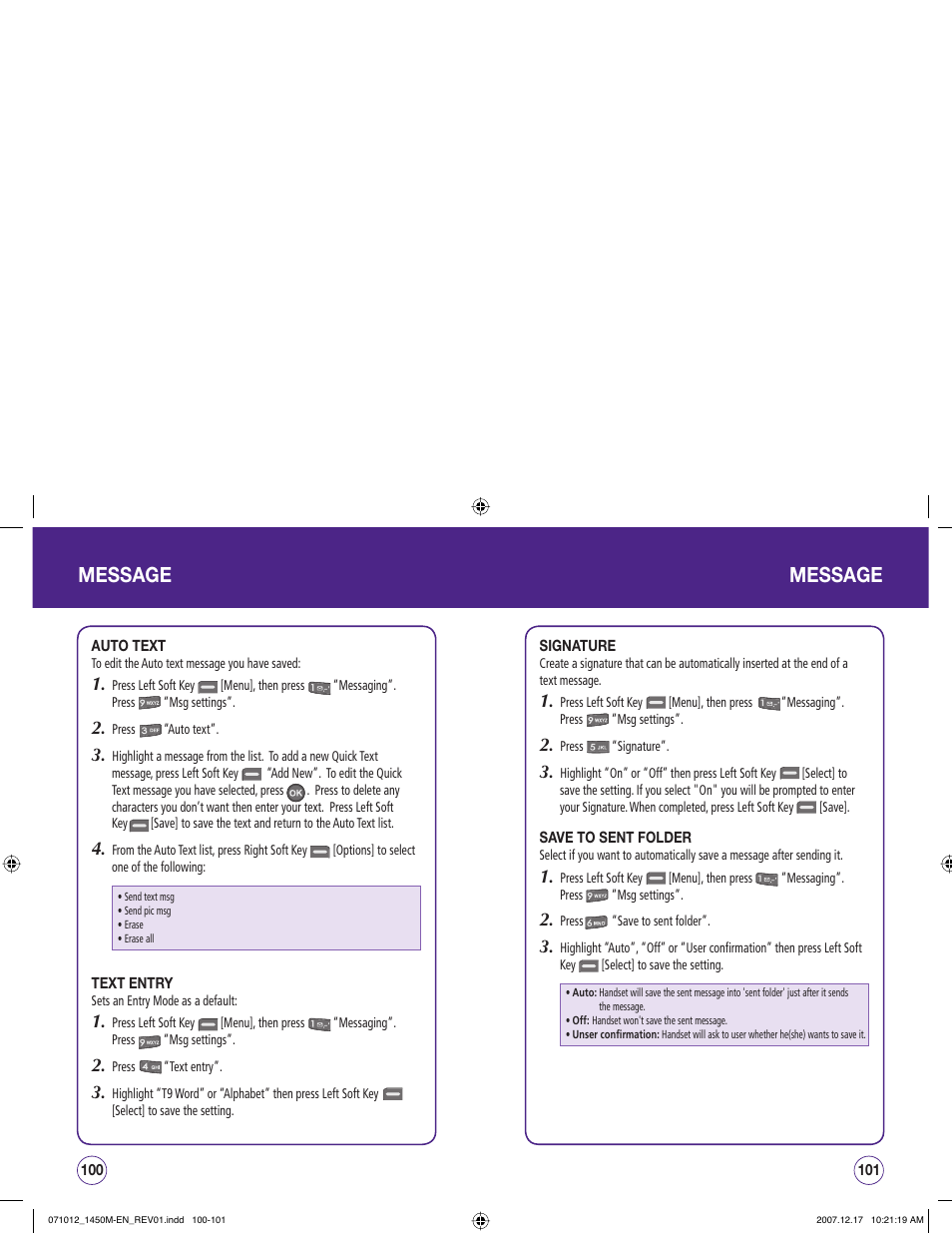 Message | UTStarcom CDM1450 User Manual | Page 51 / 166