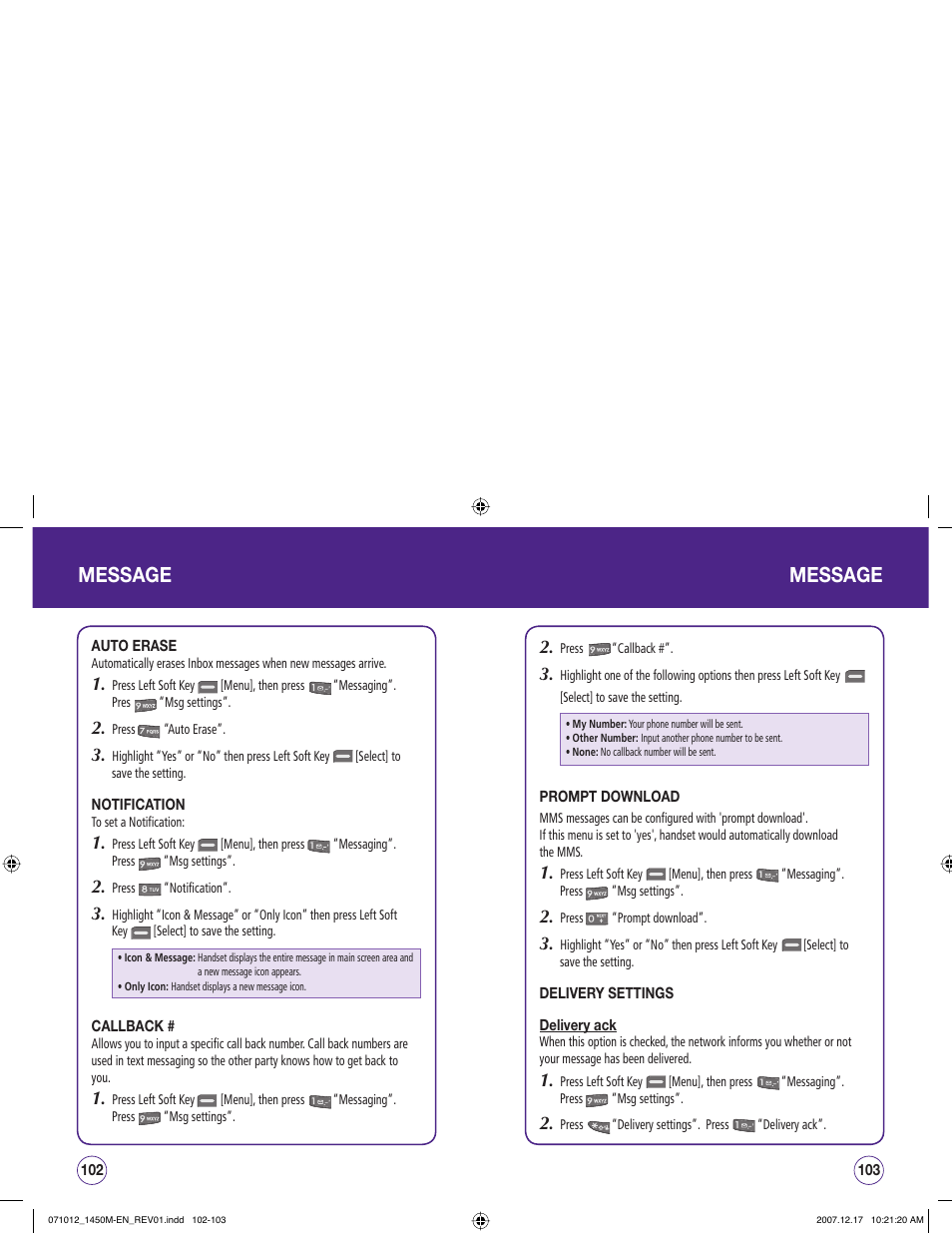 Message | UTStarcom CDM1450 User Manual | Page 52 / 166