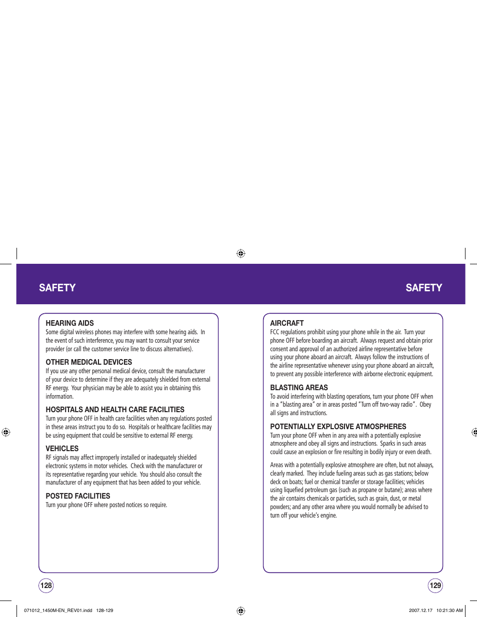 Safety | UTStarcom CDM1450 User Manual | Page 65 / 166