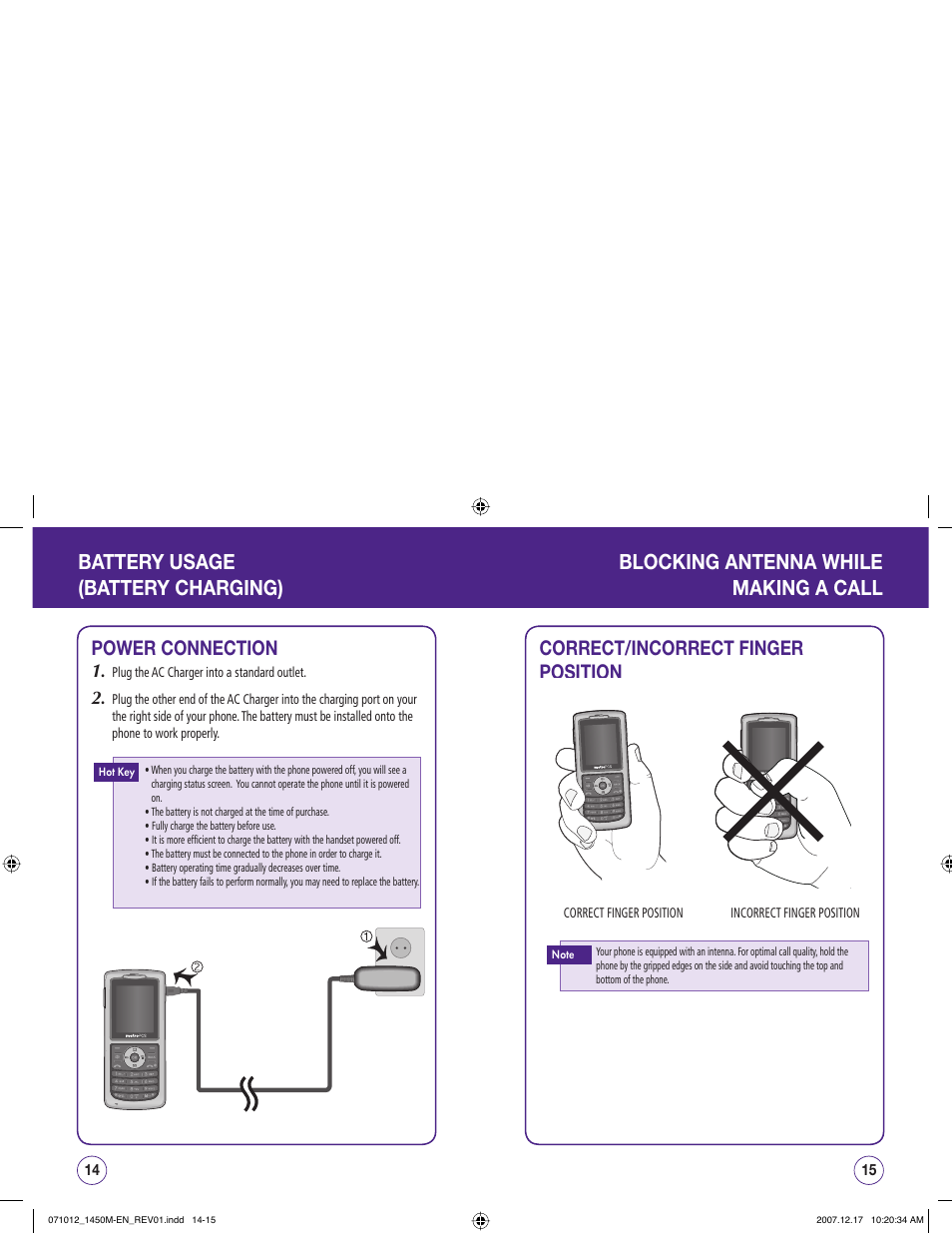 Correct/incorrect finger position power connection | UTStarcom CDM1450 User Manual | Page 8 / 166
