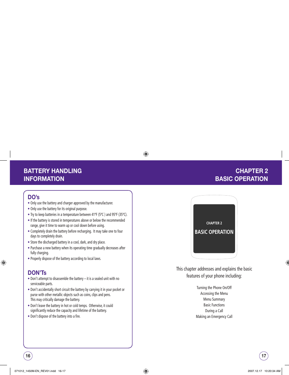 Do’s, Don’ts, Basic operation | UTStarcom CDM1450 User Manual | Page 9 / 166