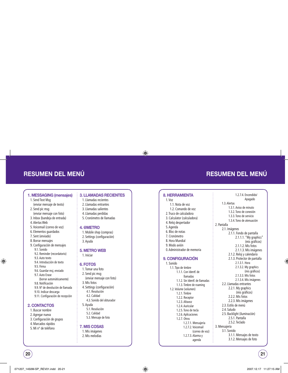 Resumen del menú | UTStarcom CDM1450 User Manual | Page 91 / 166