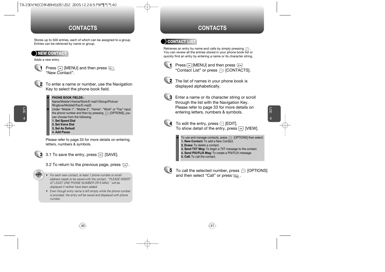Contacts | UTStarcom CDM8945 User Manual | Page 21 / 75