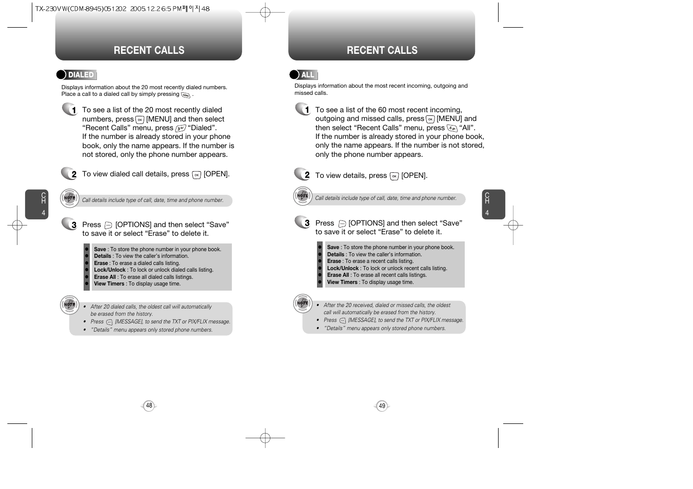 Recent calls | UTStarcom CDM8945 User Manual | Page 25 / 75