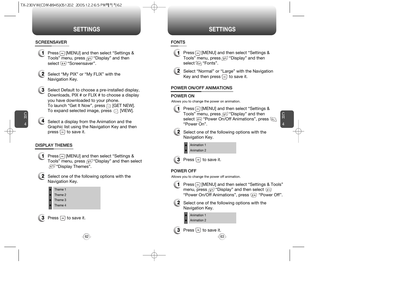 Settings | UTStarcom CDM8945 User Manual | Page 32 / 75