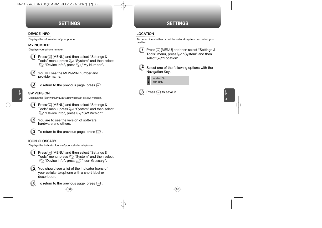 Settings | UTStarcom CDM8945 User Manual | Page 34 / 75