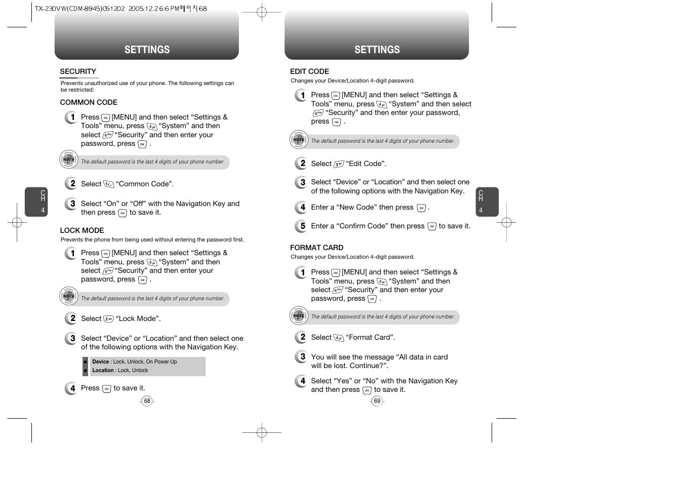 Settings | UTStarcom CDM8945 User Manual | Page 35 / 75