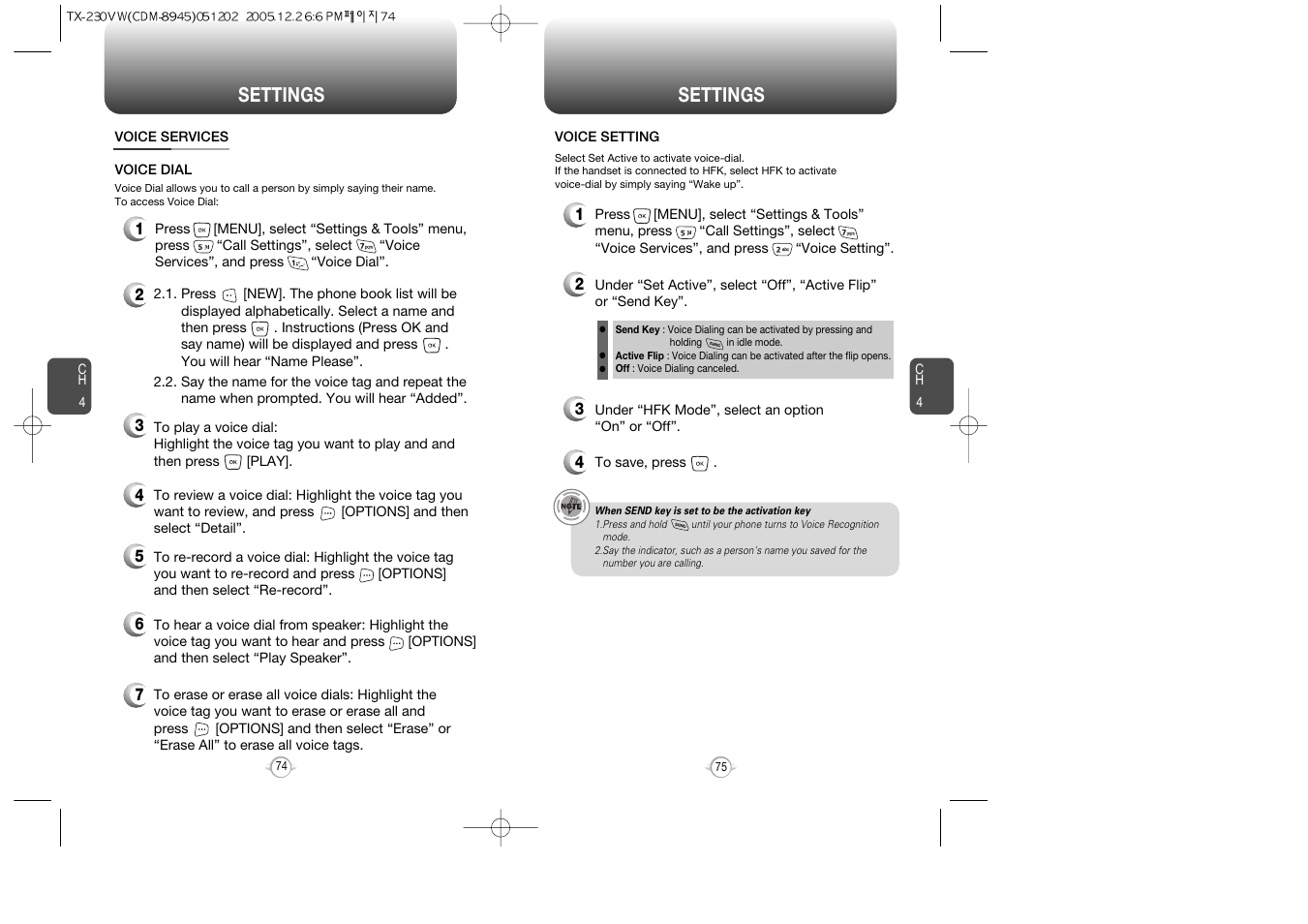 Settings | UTStarcom CDM8945 User Manual | Page 38 / 75