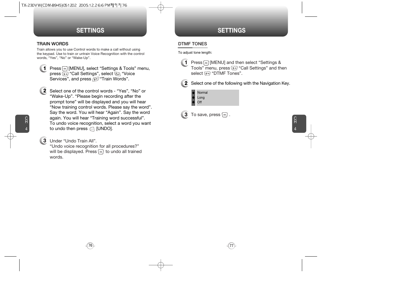 Settings | UTStarcom CDM8945 User Manual | Page 39 / 75
