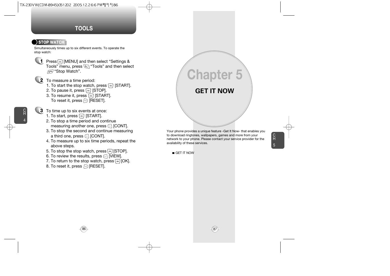 Chapter 5, Get it now | UTStarcom CDM8945 User Manual | Page 44 / 75