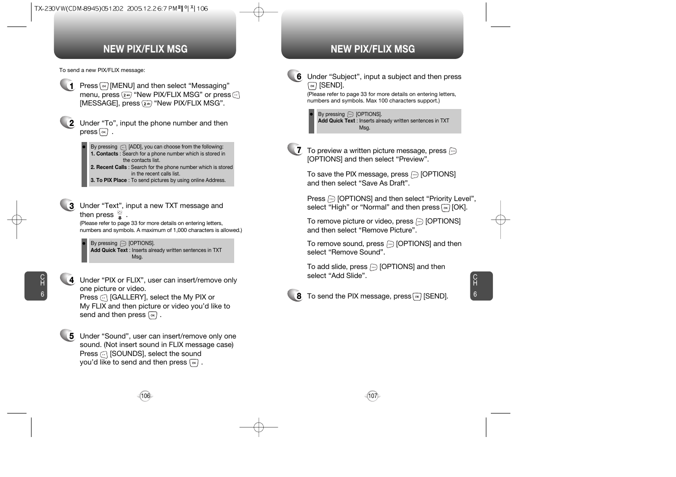 New pix/flix msg | UTStarcom CDM8945 User Manual | Page 54 / 75