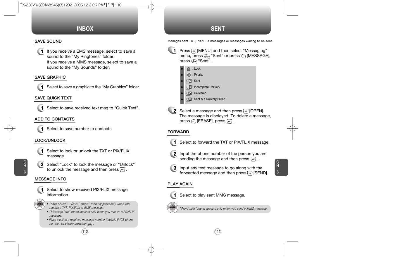 Inbox sent | UTStarcom CDM8945 User Manual | Page 56 / 75