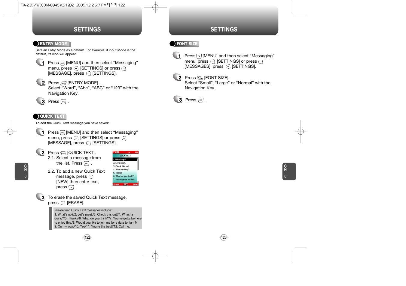 Settings | UTStarcom CDM8945 User Manual | Page 62 / 75