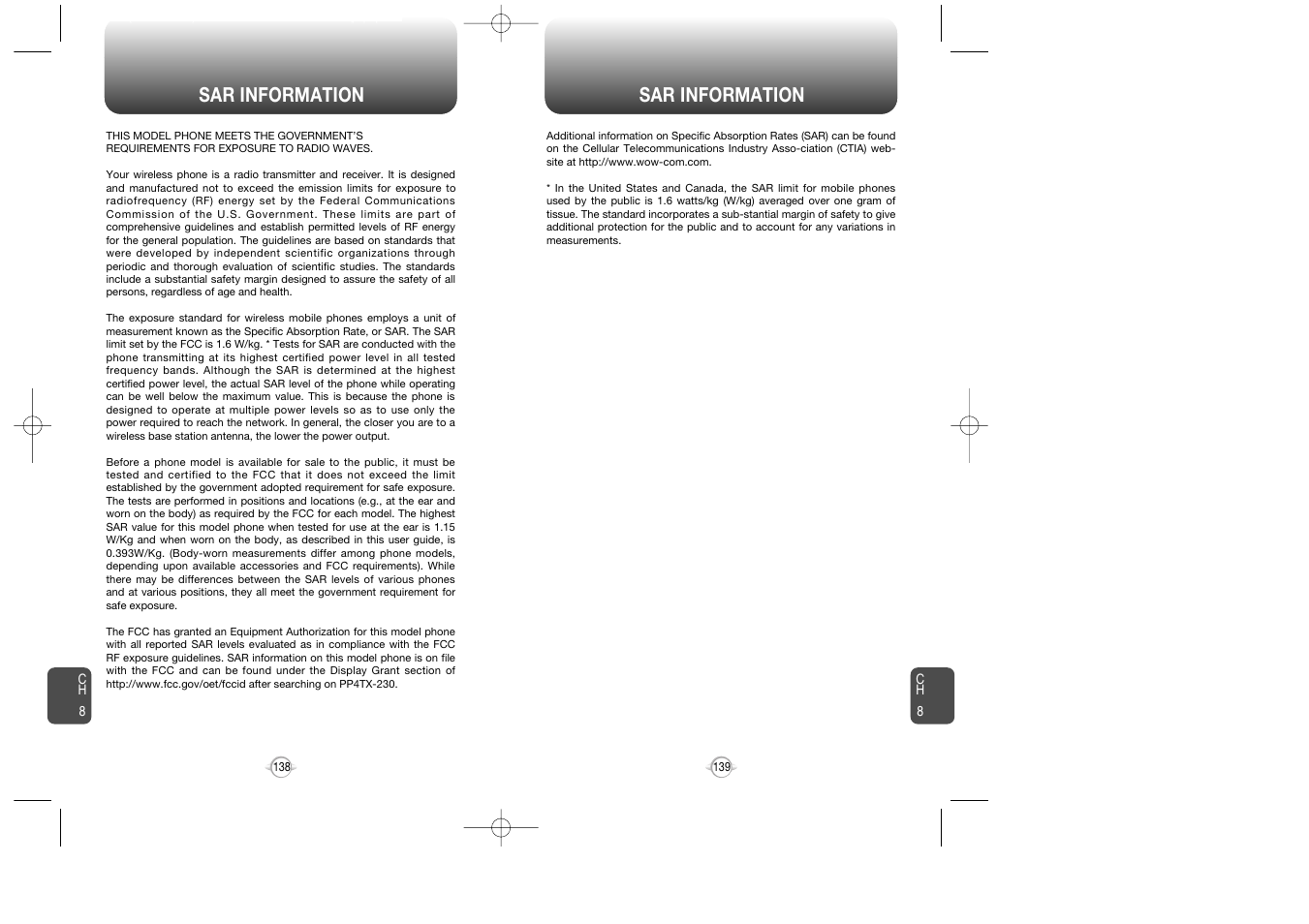 Sar information | UTStarcom CDM8945 User Manual | Page 70 / 75