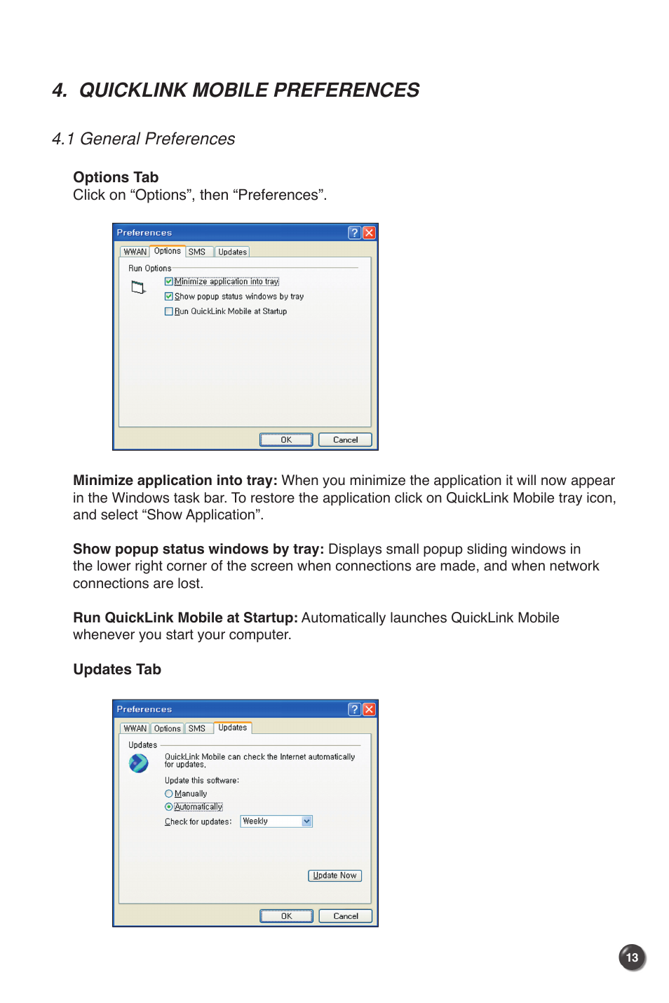 Quicklink mobile preferences | UTStarcom UM100C User Manual | Page 15 / 38