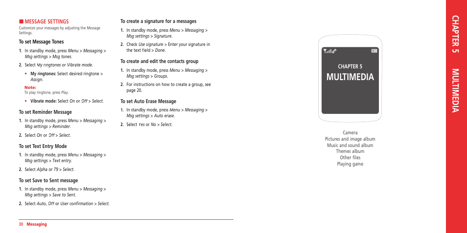 Multimedia, Chapter 5 mul timedia | UTStarcom ARC VMUTX1 User Manual | Page 16 / 35