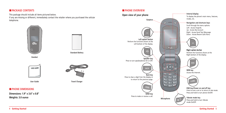 H package contents, H phone overview, H phone dimensions | UTStarcom ARC VMUTX1 User Manual | Page 3 / 35