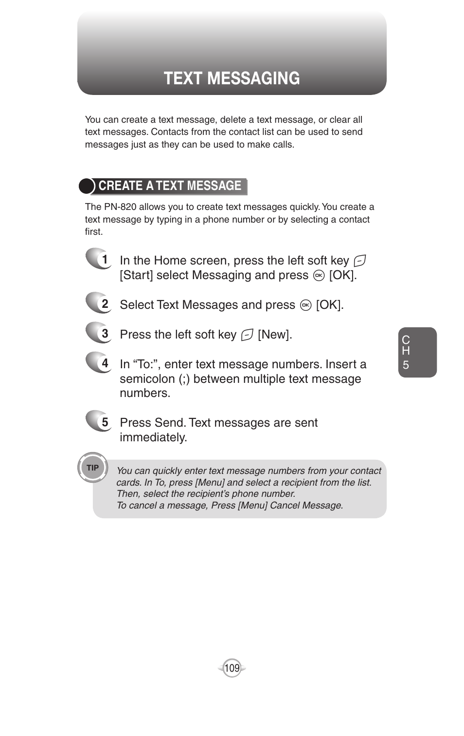 Text messaging, Voicemail | UTStarcom PN-820 User Manual | Page 111 / 282