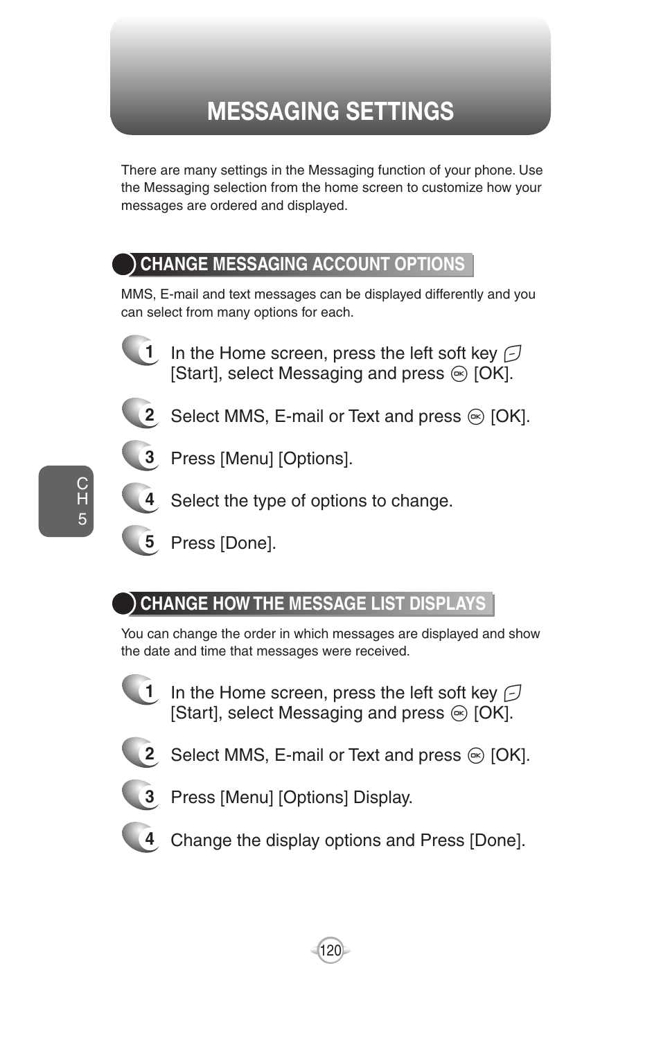 Messaging settings | UTStarcom PN-820 User Manual | Page 122 / 282