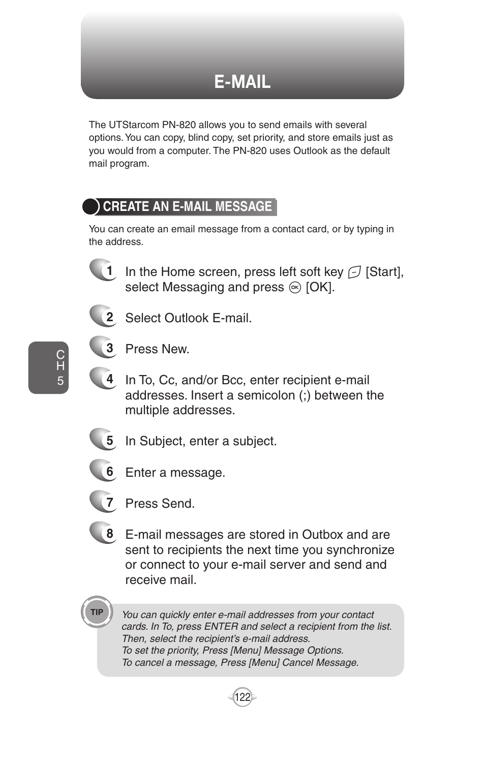 E-mail | UTStarcom PN-820 User Manual | Page 124 / 282