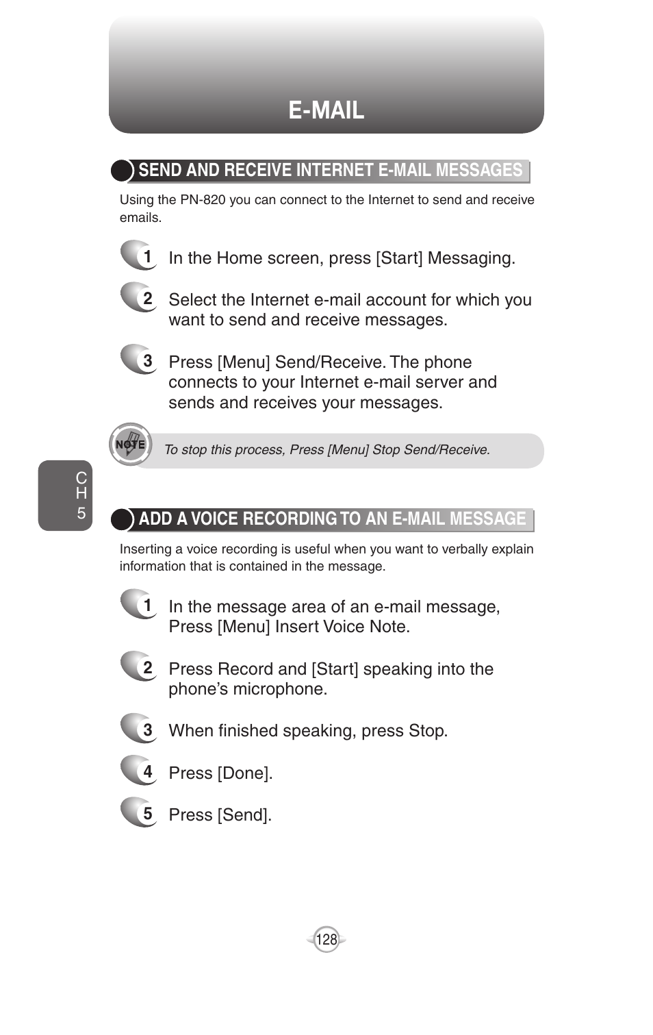 E-mail | UTStarcom PN-820 User Manual | Page 130 / 282